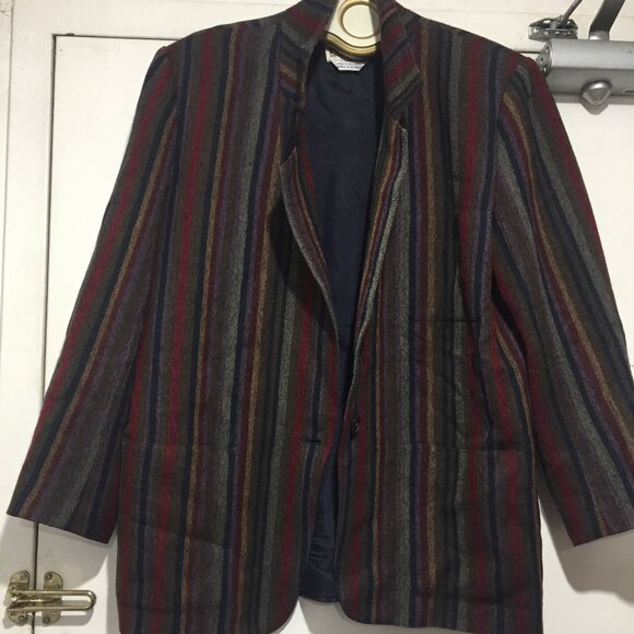 VINTAGE PORTS INTERNATINAL WOOL STRIPED JACKETS SIZE 12 - Picture 5 of 10